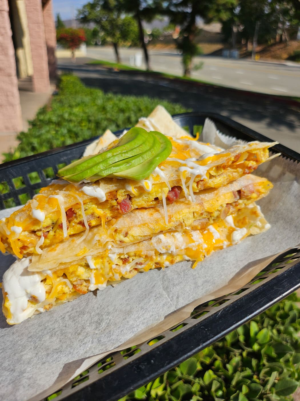 Breakfast quesadilla with avocado at YLS Bakery & Cafe